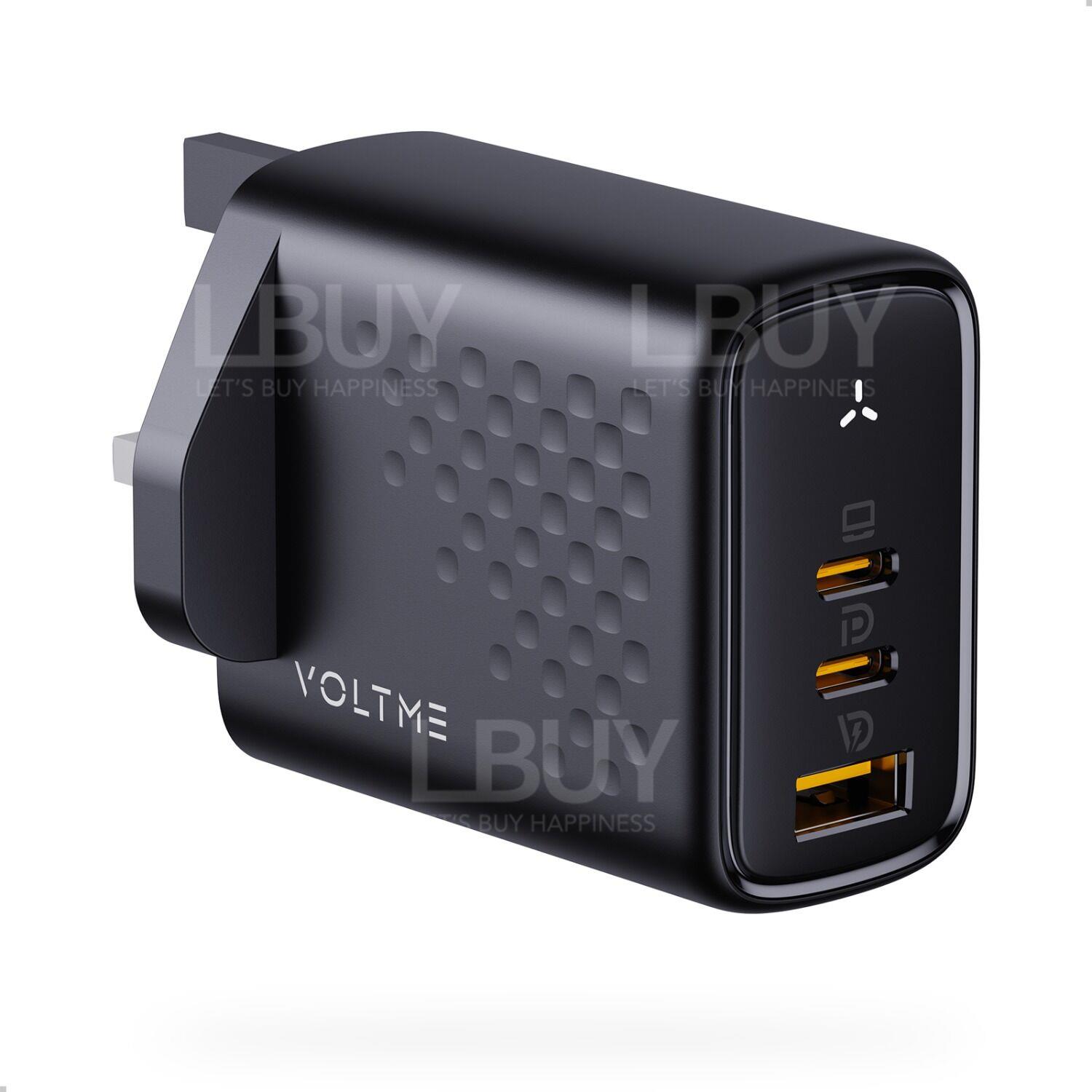VOLTME Revo 65 - PD65W (USB-C x2+USB-A) 三端口快速充电器（英规）- 黑