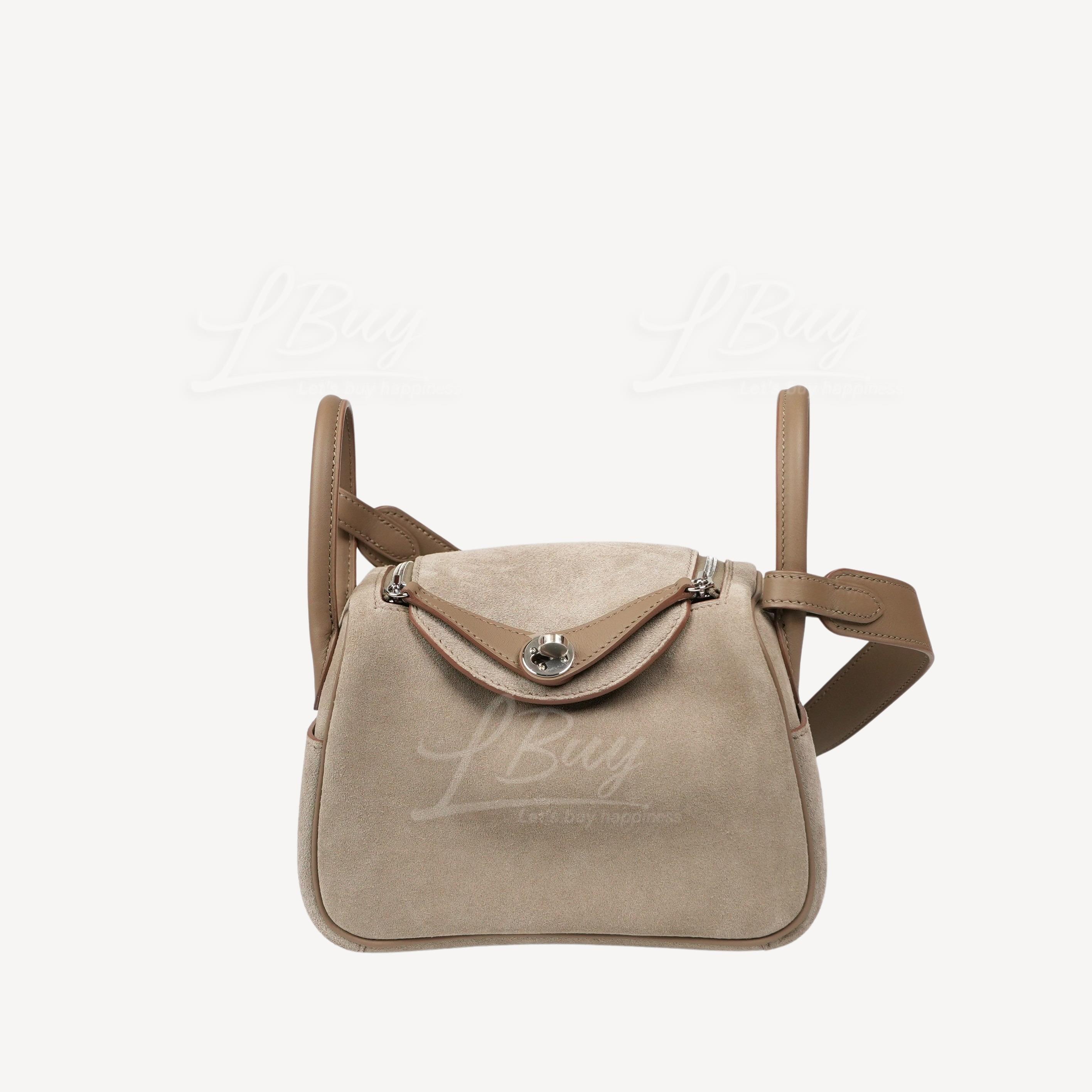 Hermes Lindy Mini Bag Swift and Grizzly Leather Étoupe phw