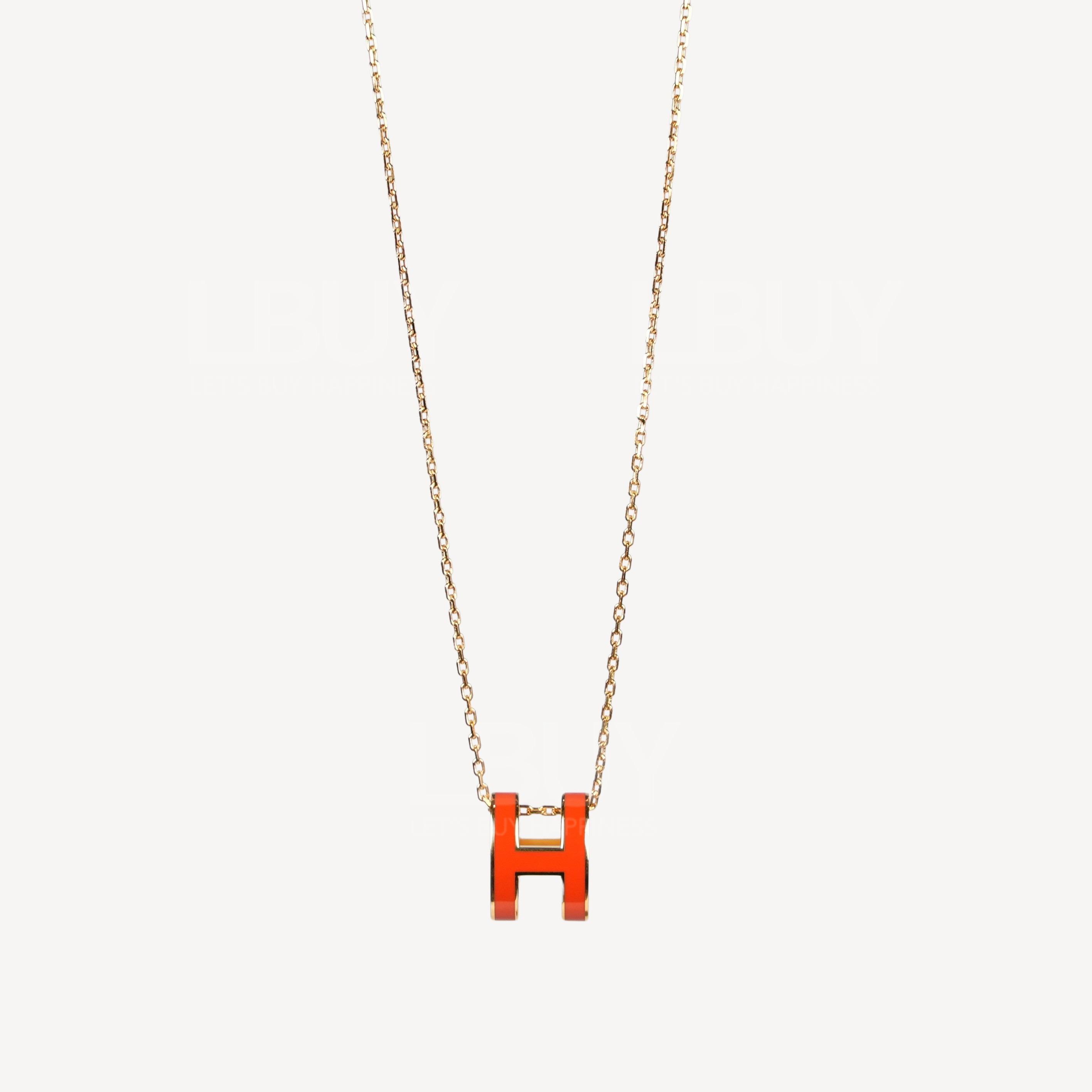 Hermes Pop H Necklace 項鍊 深橙色配金色