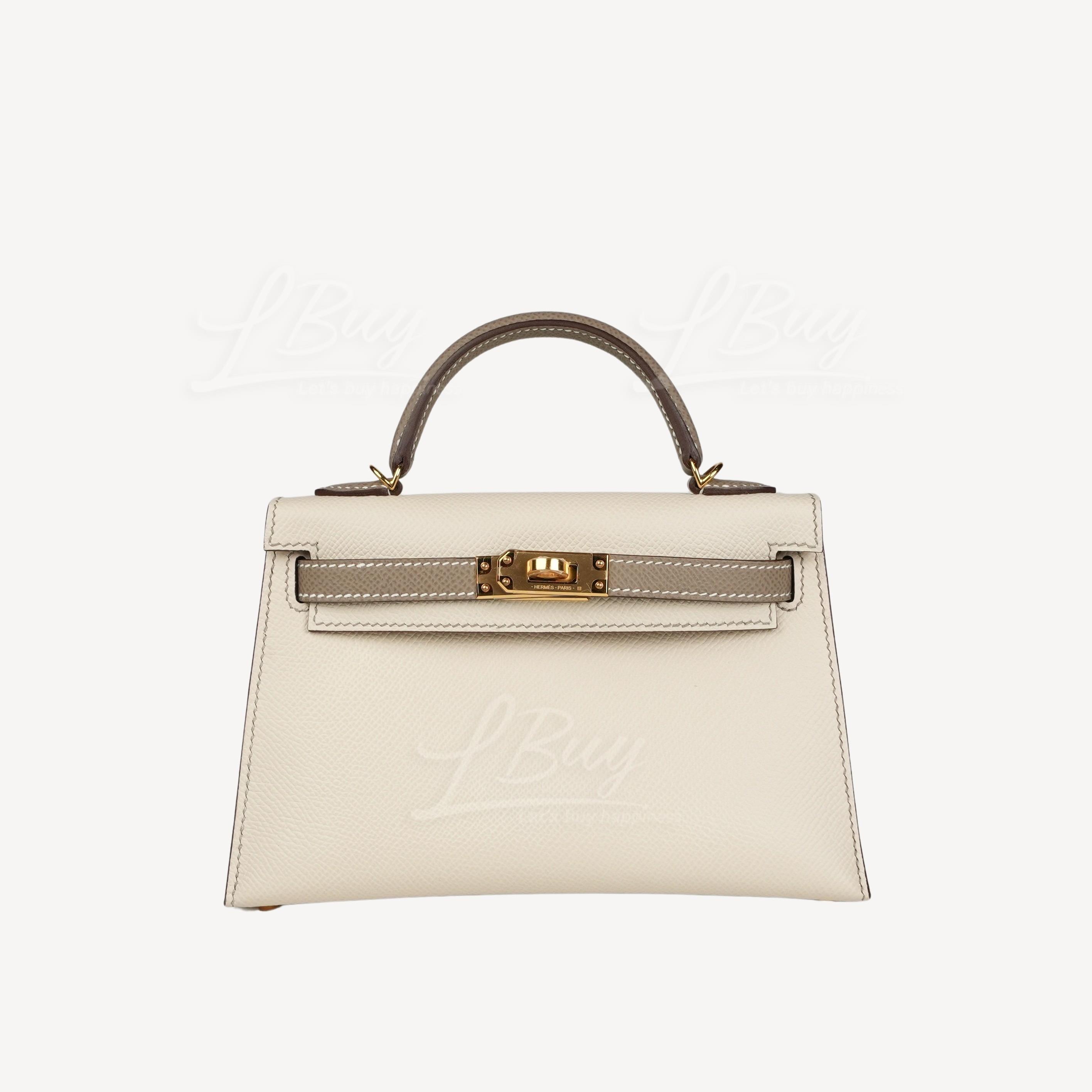 Hermes Mini Kelly II Craie Etoupe ghw with HHS