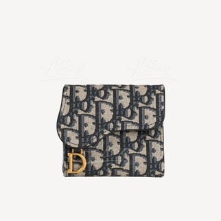 Dior Saddle Lotus Blue Oblique Coin Pouch Wallet S5652