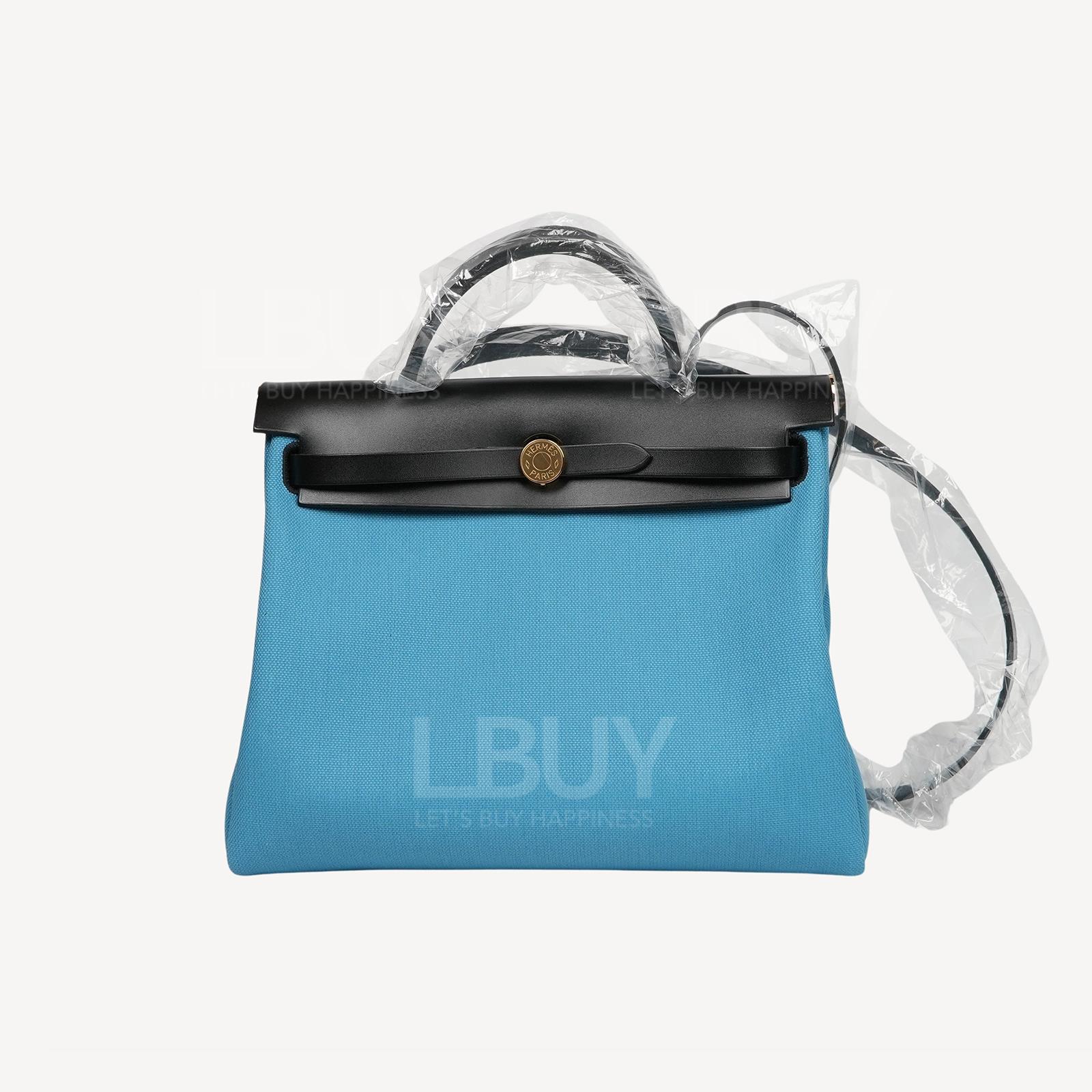 Hermes Herbag Zip 31 Bag 牛仔藍併黑色 金扣