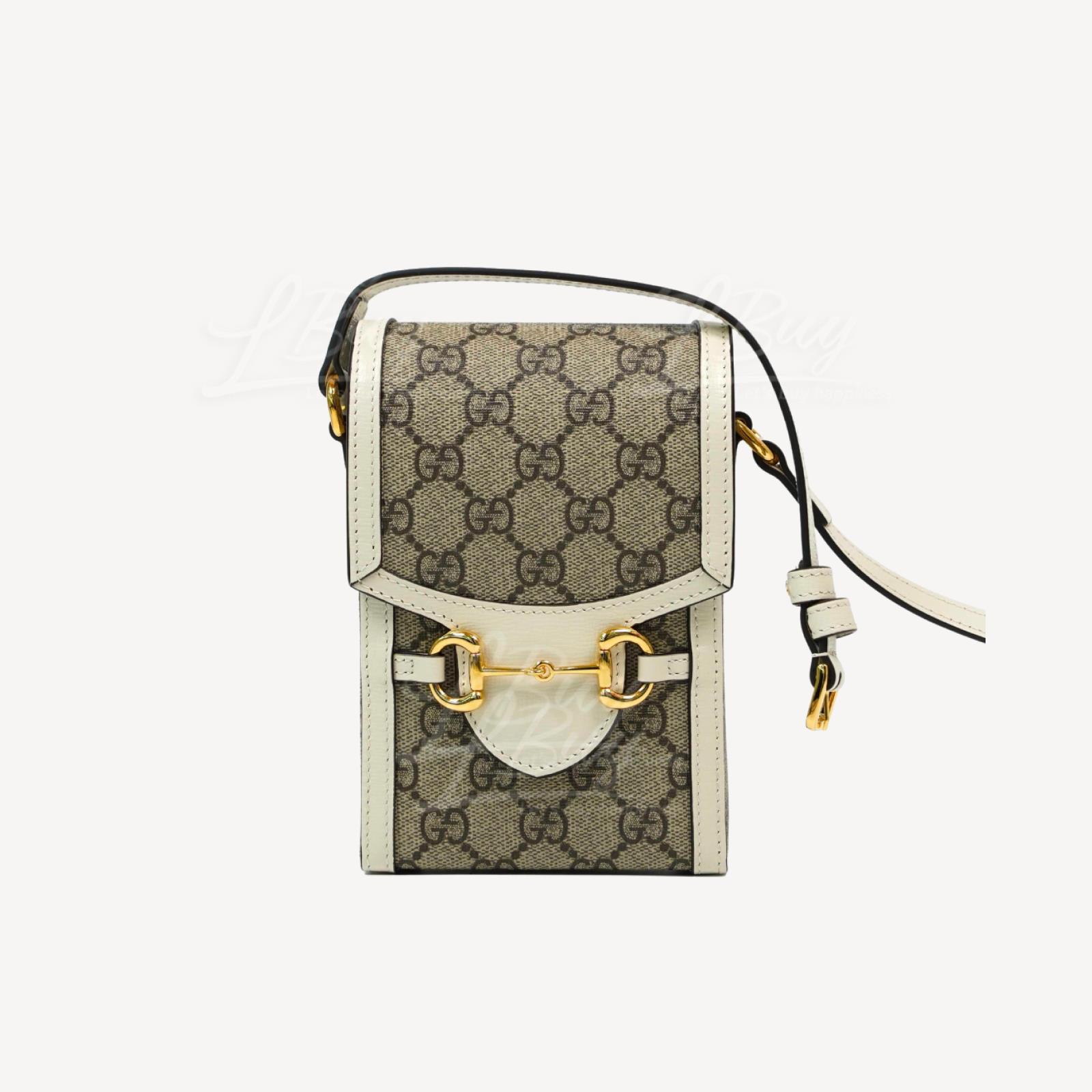 Gucci 马衔扣1955 GG Supreme 帆布迷你袋手机袋 米色 625615