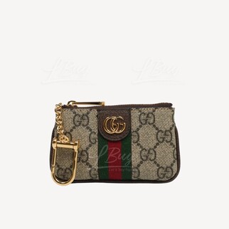 Gucci OPHIDIA GG Logo Supreme 帆布鑰匙零錢包 671722