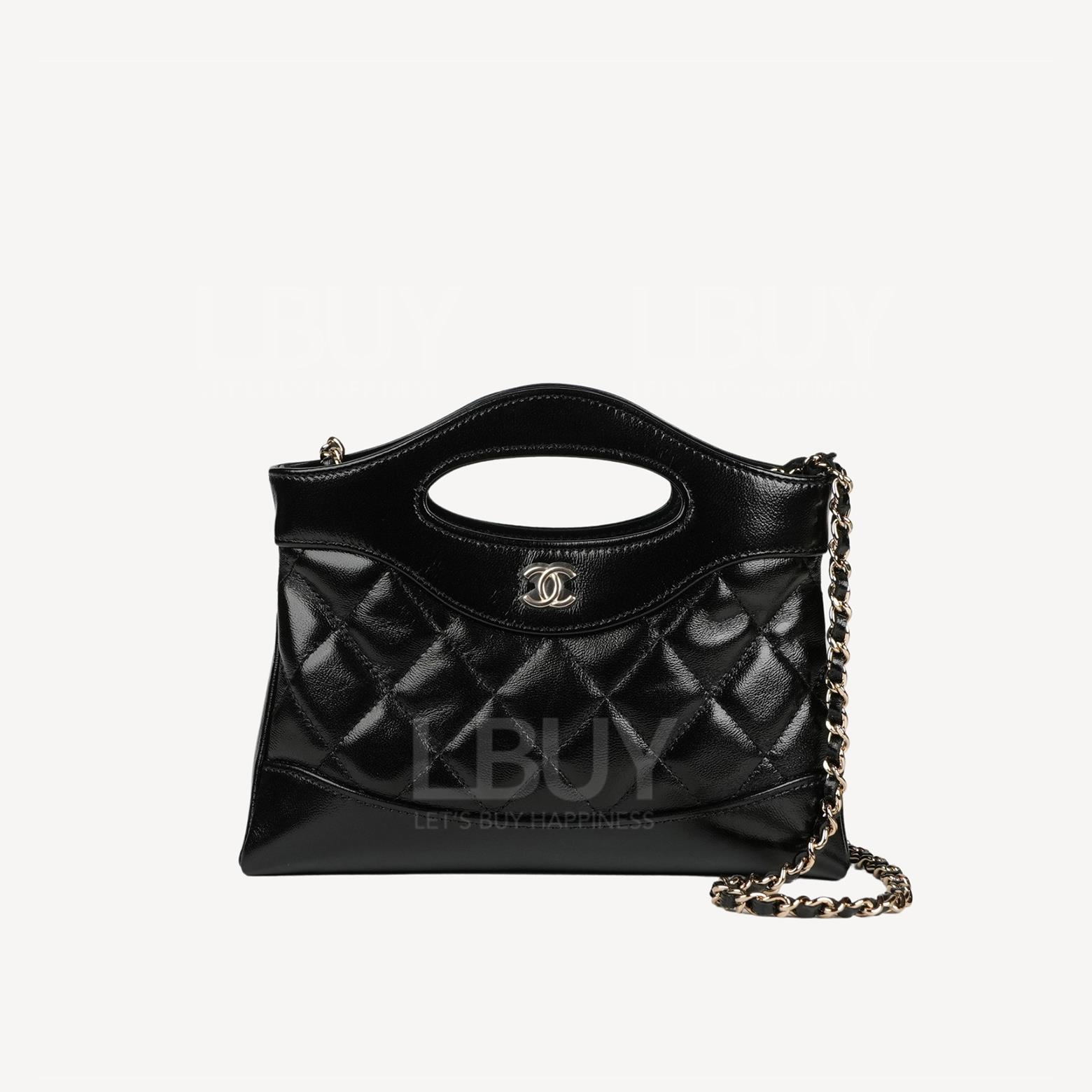 Chanel 31 Nano 金色CC Logo光面小羊皮鏈帶包 AP3656