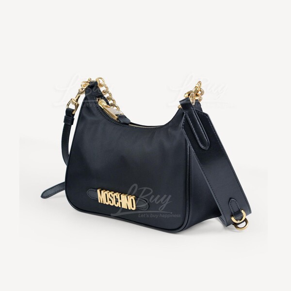 Moschino Moschino Gold Logo Chain Strap Black Crossbody Bag Tote Bag