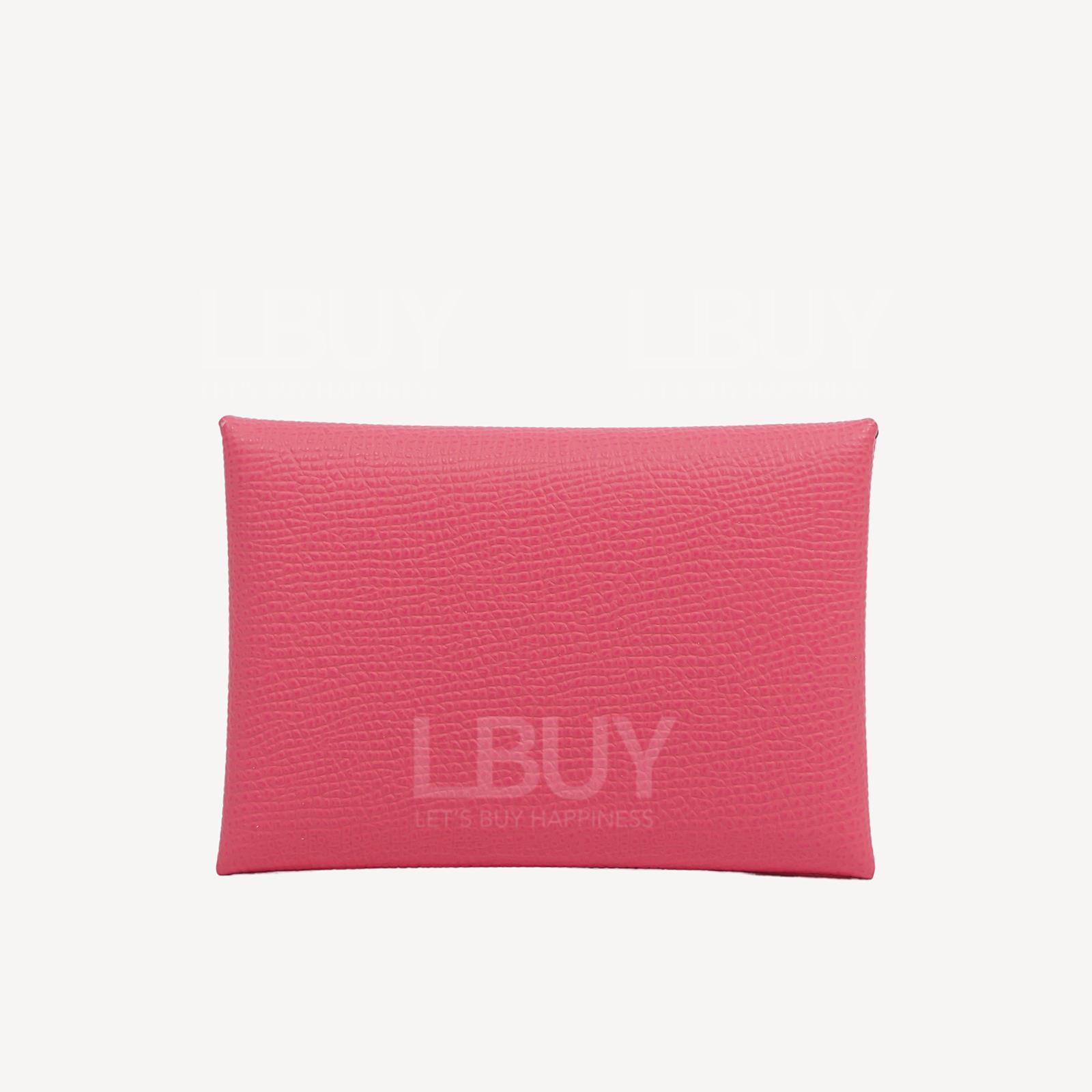 Hermes Calvi Duo Compact Card Holder 8W Rose Azalee