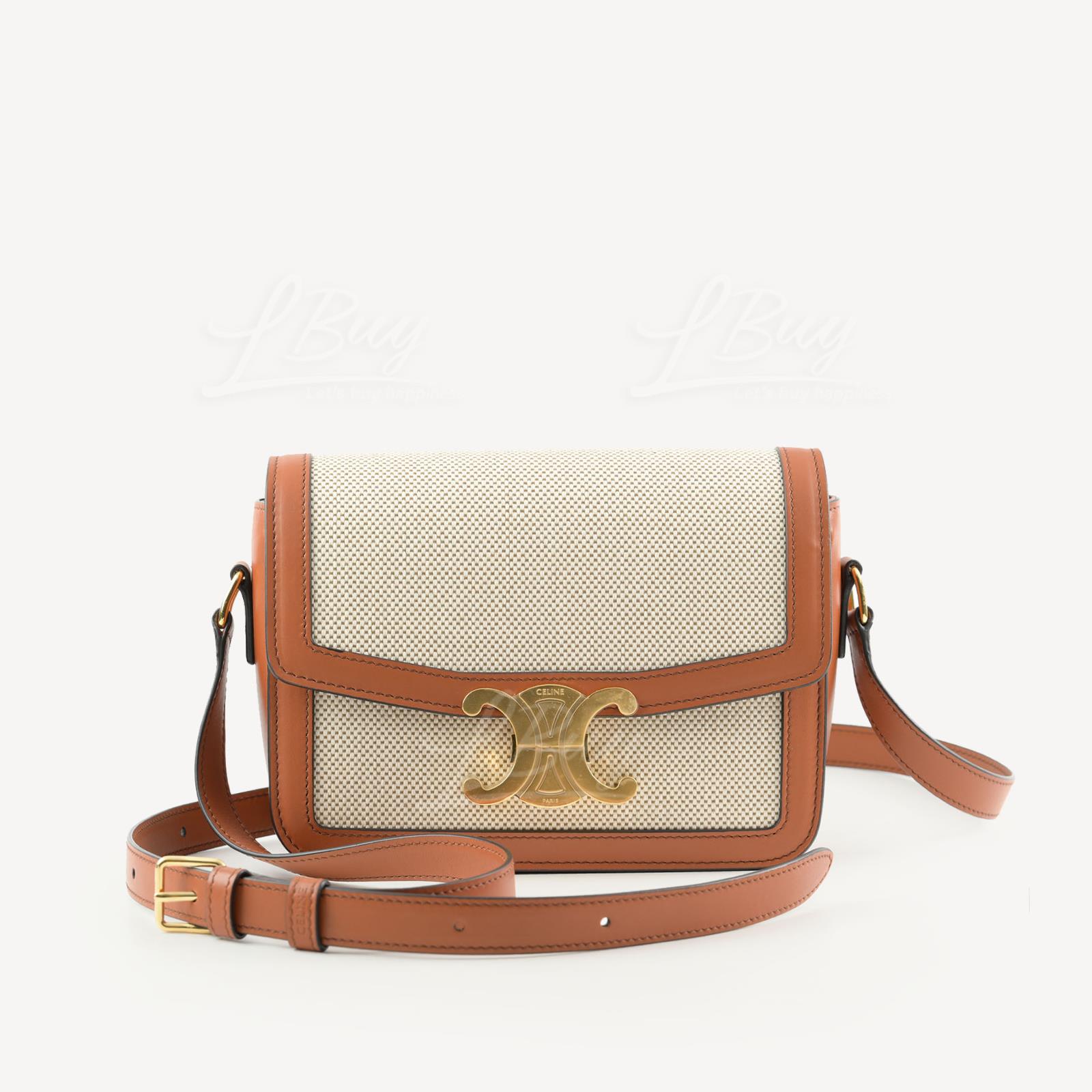 Celine Teen Triomphe Bag in Textile and Natural Calfskin