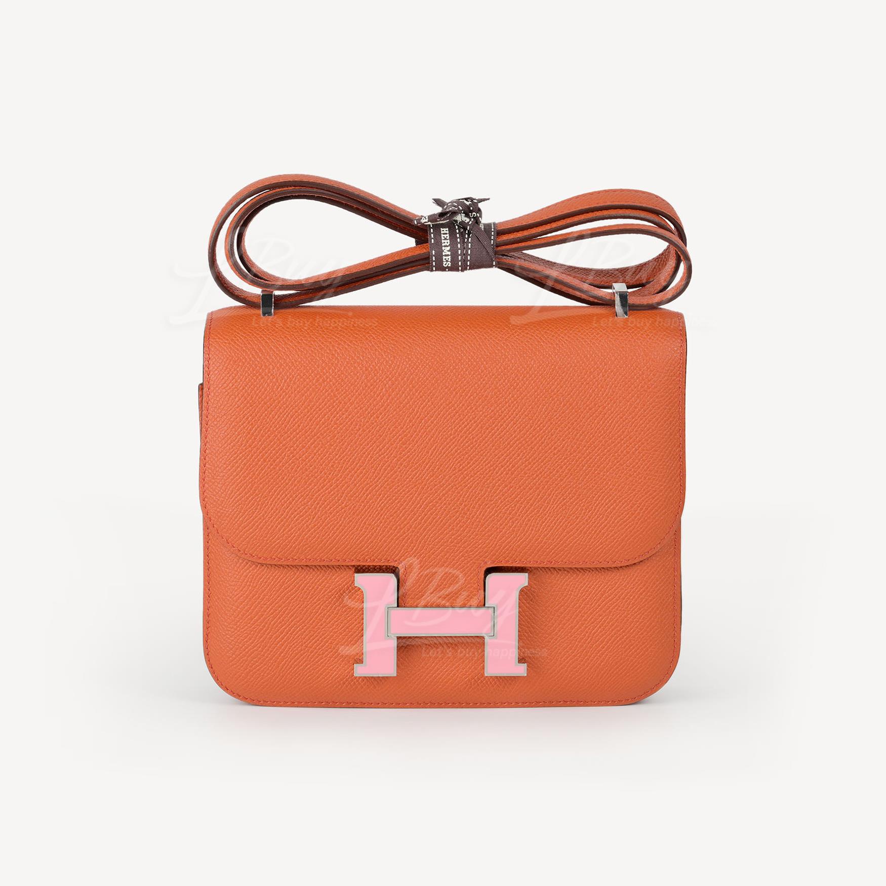 Hermes Mini Constance 19 Terre Battue Rose Confetti