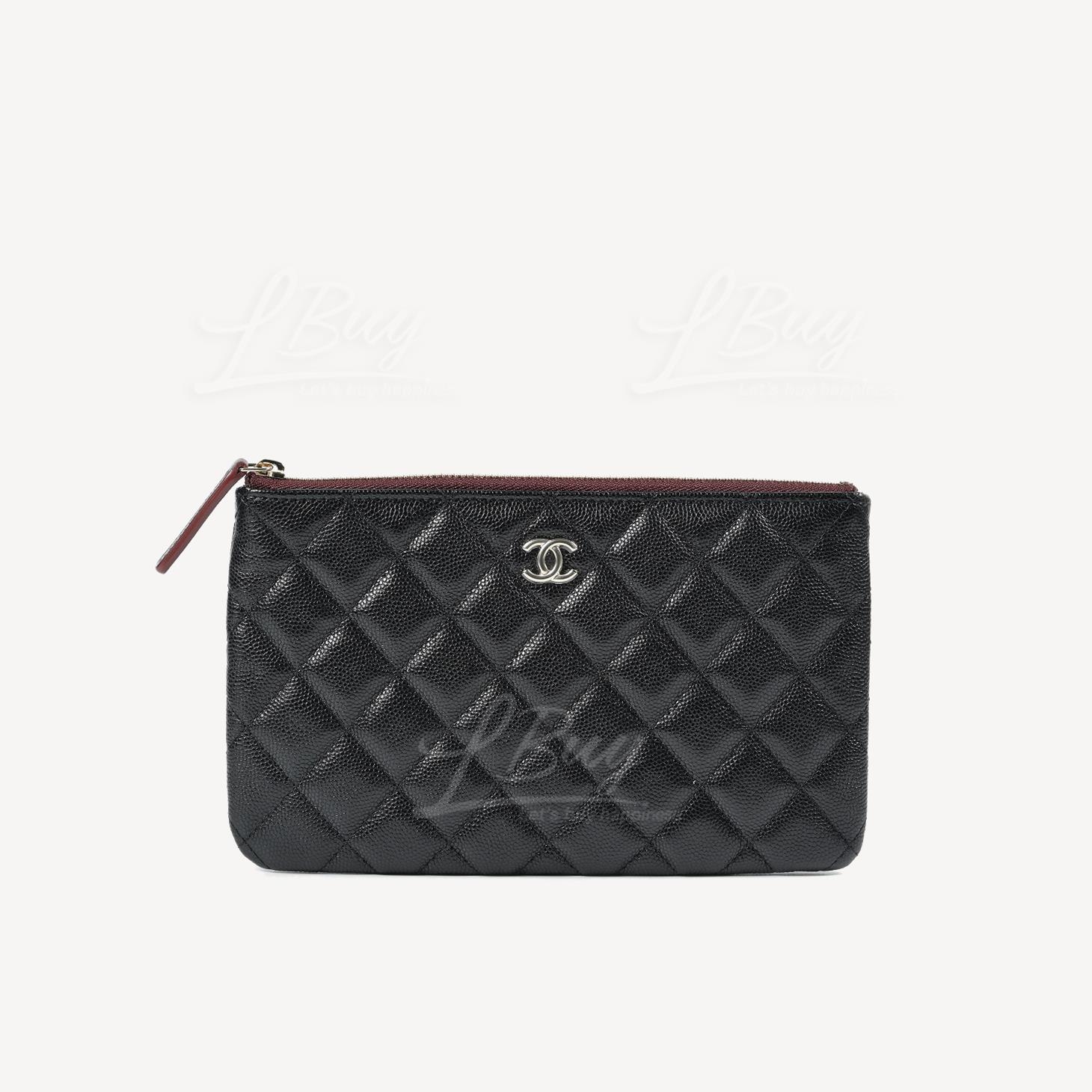 Chanel Classic Zipper 20cm Pouch Black with Gold Tone Metal AP1071