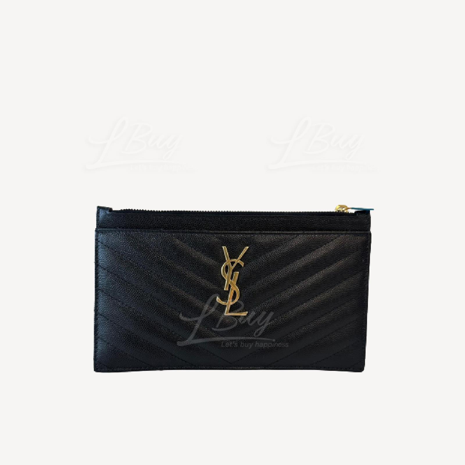 Saint Laurent YSL Monogram 粒面壓紋皮革鈔票小袋