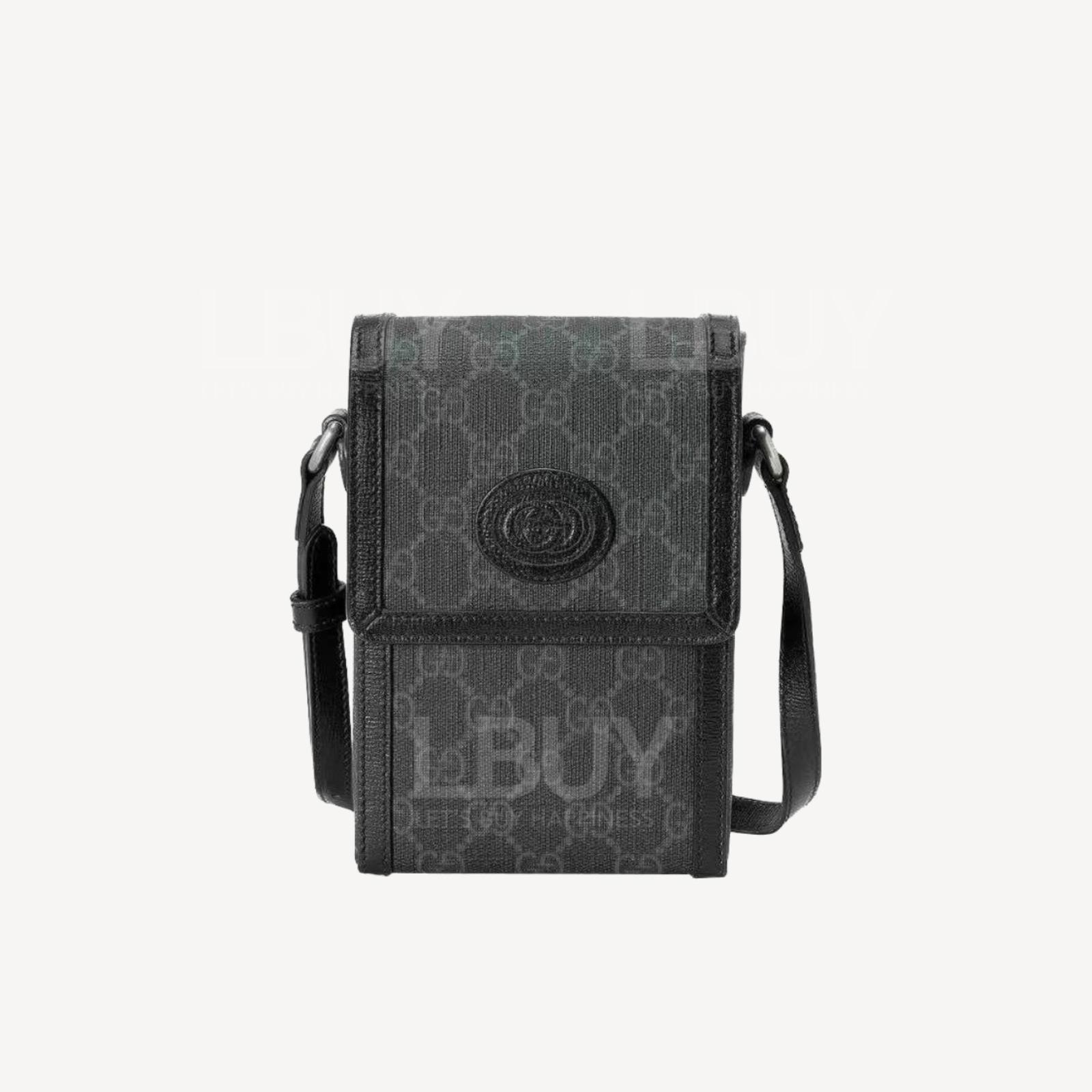 Gucci灰黑色GG Logo手机包