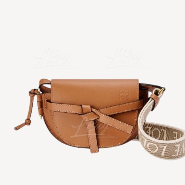 Loewe Loewe Mini Gate Dual Bag in Soft Calfskin and Jacquard Tan