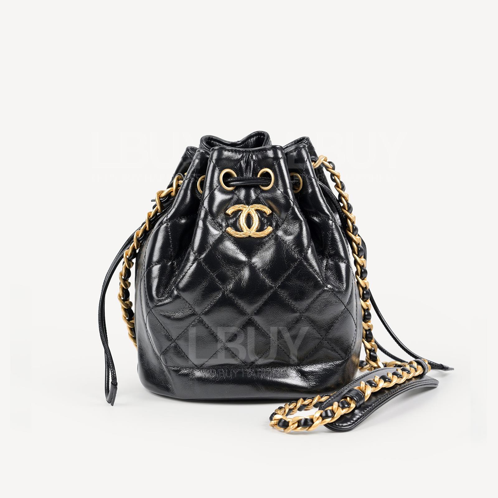 Chanel Gold CC Logo Small Black Bucket Bag AS2716