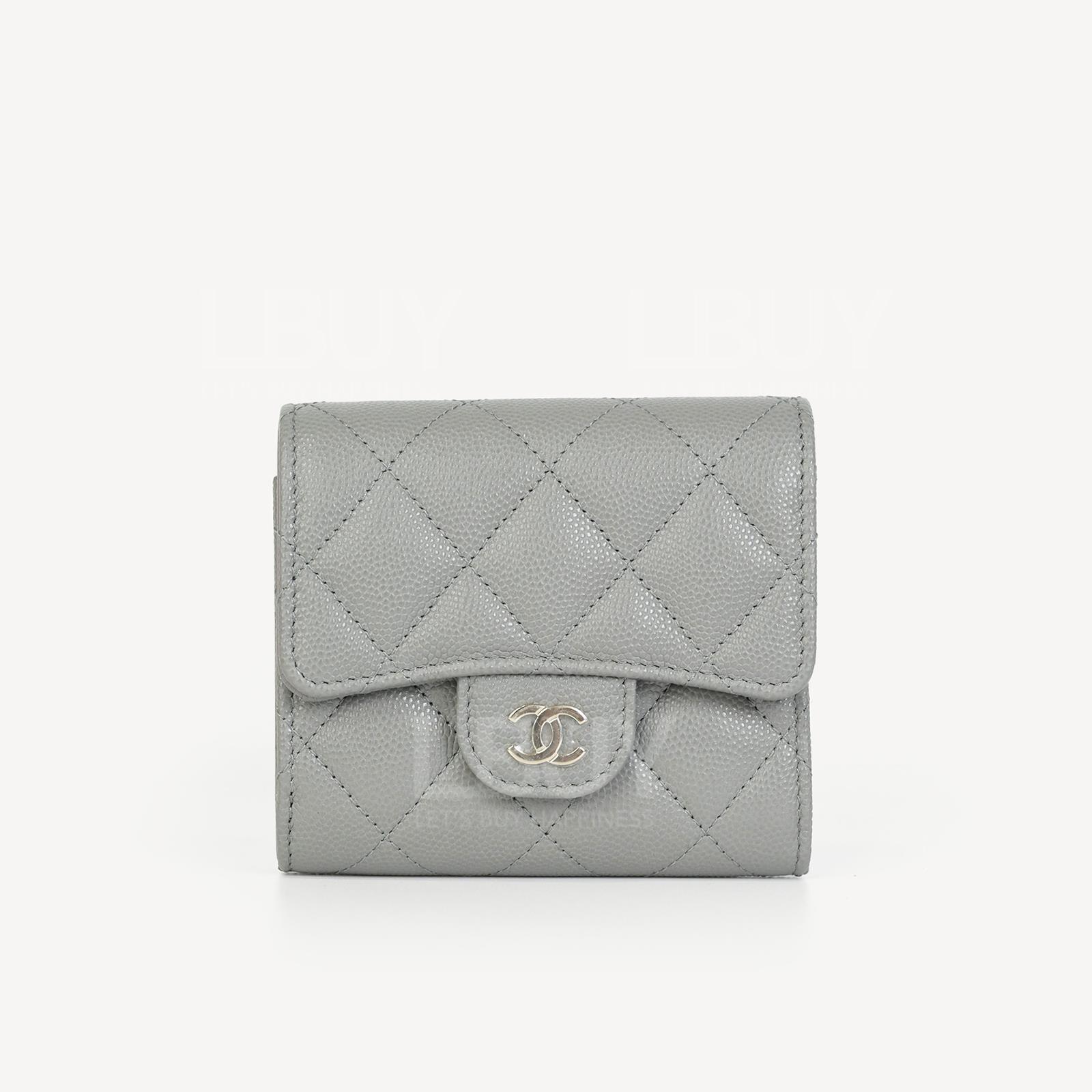 Chanel Classic Small Flap Wallet Grey with Gold Tone Metal AP0712