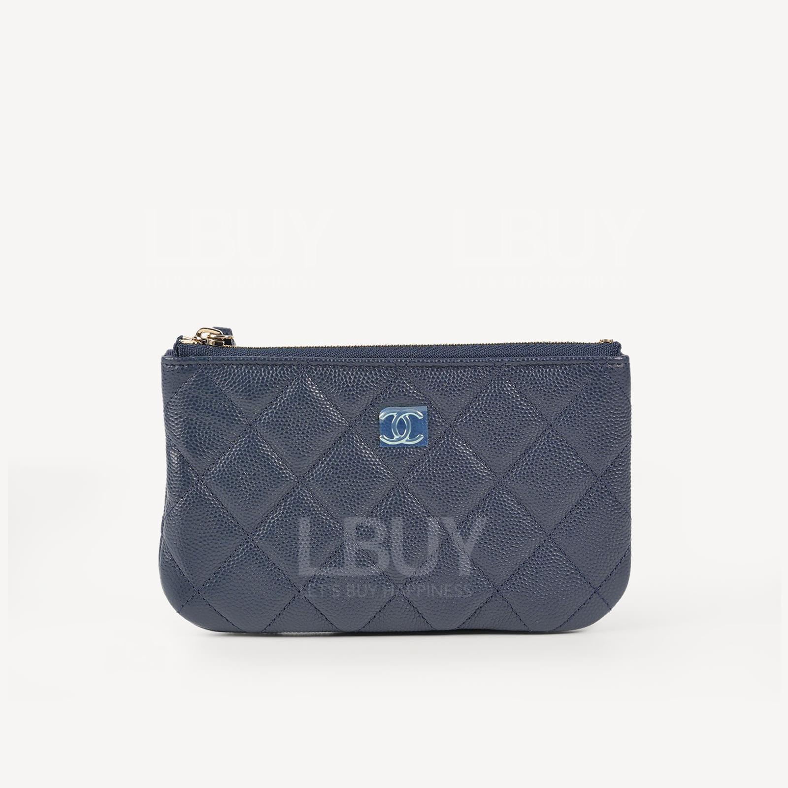 Chanel Classic Zipper Coinsbag Mini Pouch Navy with Gold Tone Metal A82365