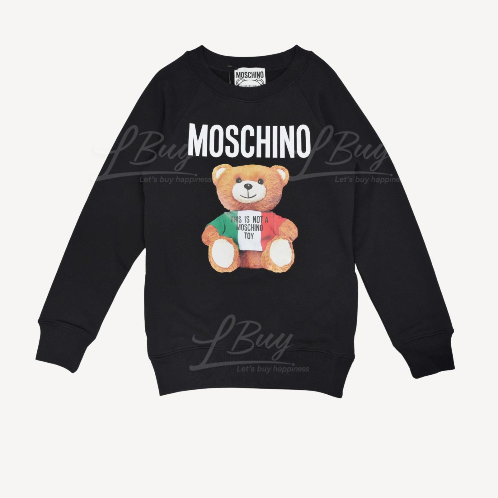 Moschino Moschino Italian Flag Teddy Bear Long Sleeve Sweatshirt Dress Black