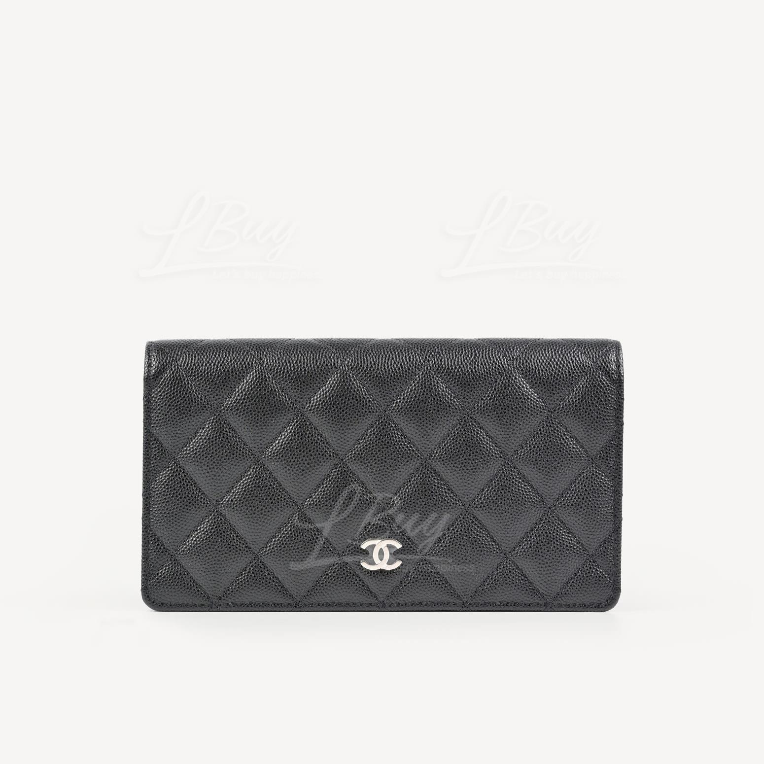 Chanel Classic Long Flap Card Slot Wallet Silver CC Logo AP0233