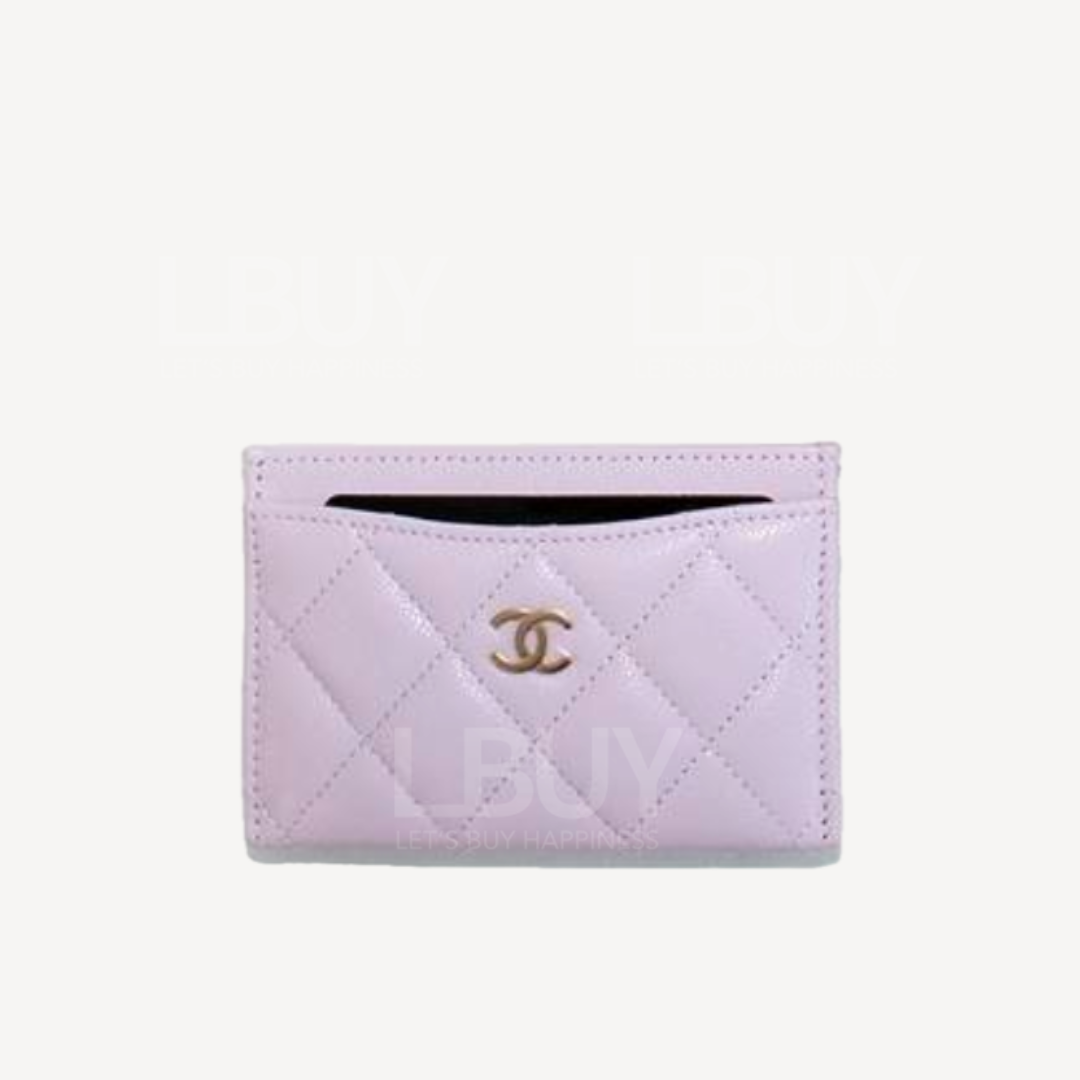 Chanel Classic Card Holder Light Purple with Gold-tone Metal AP0213