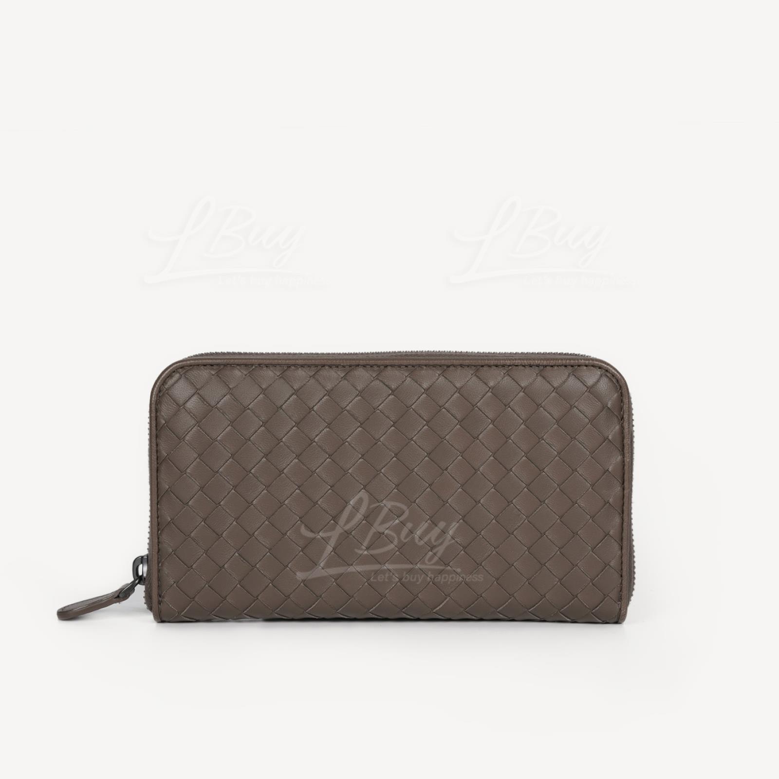 Bottega Veneta Grey Zip Around Long Wallet