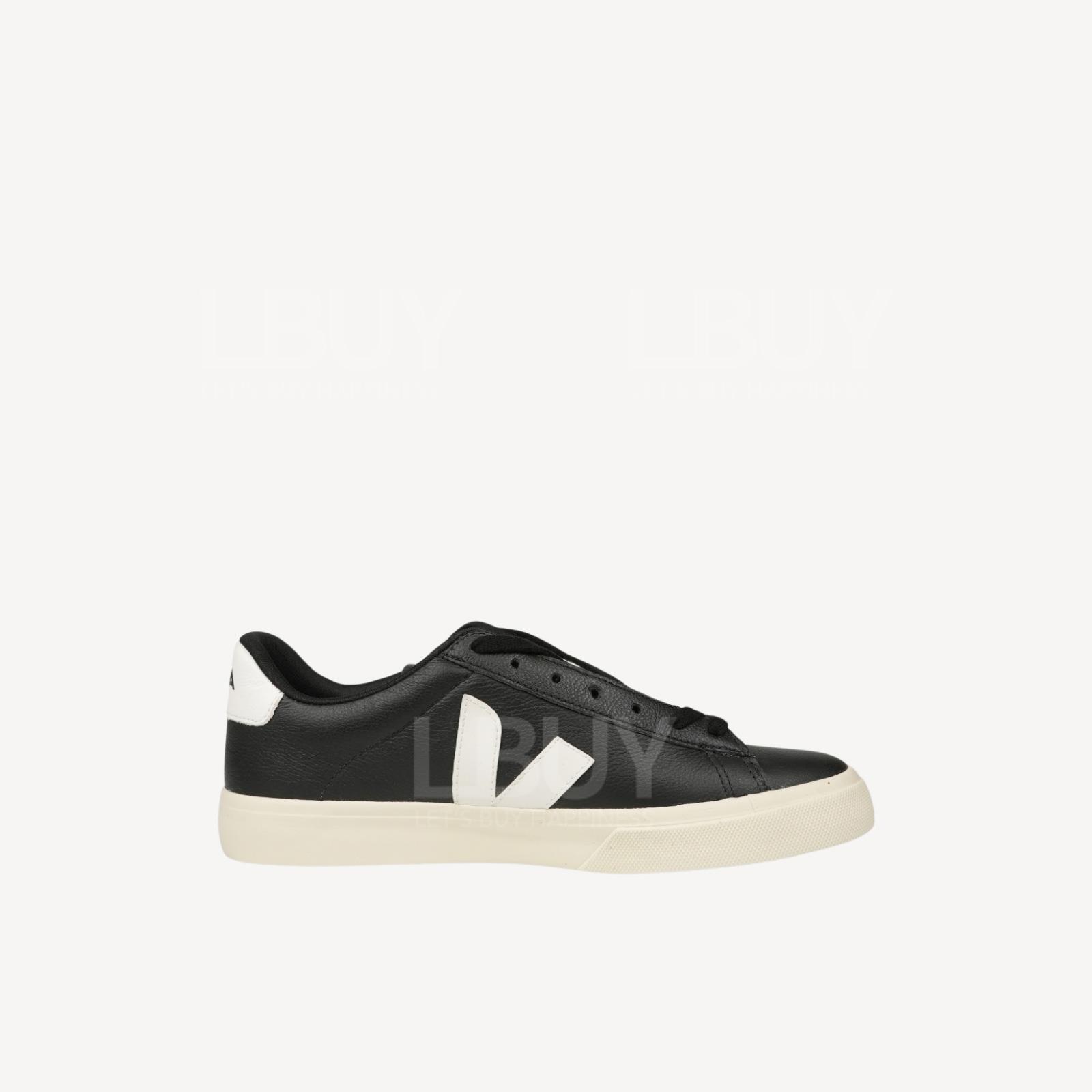 VEJA Campo ChromeFree Leather Black Sneakers with White Logo