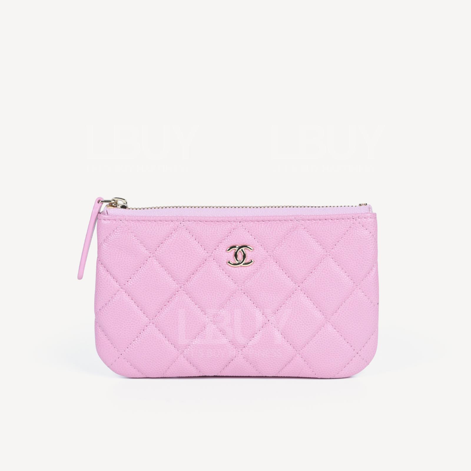 Chanel 经典拉链银包 迷你手提包 粉红色配金色CC logo A82365