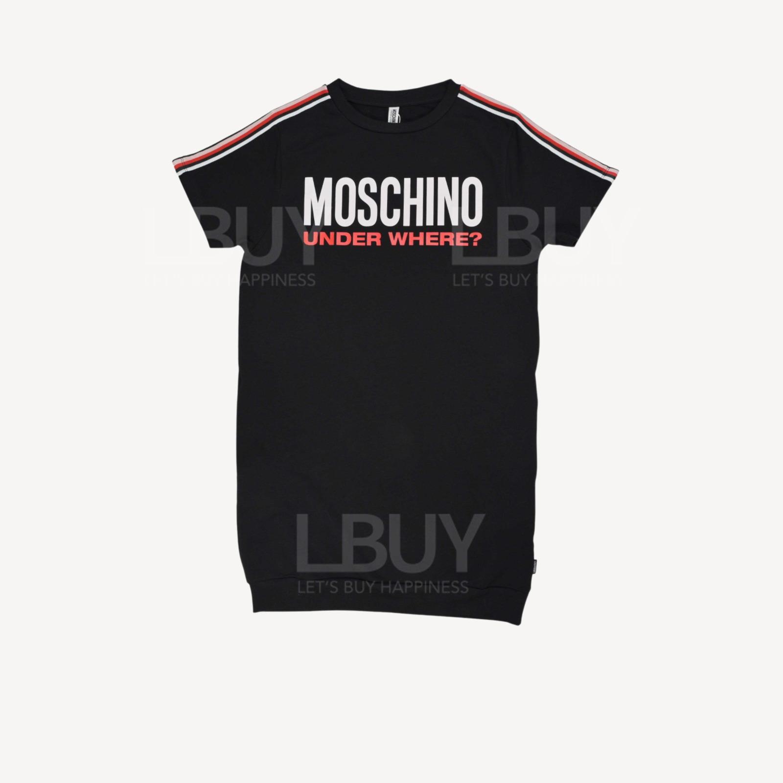Moschino Underwear Logo 短袖衛衣連衣裙 黑色