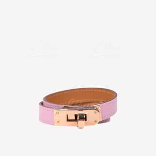 Hermes Kelly Double Tour Bracelet Mauve Sylvestre with Rose Gold Hardware