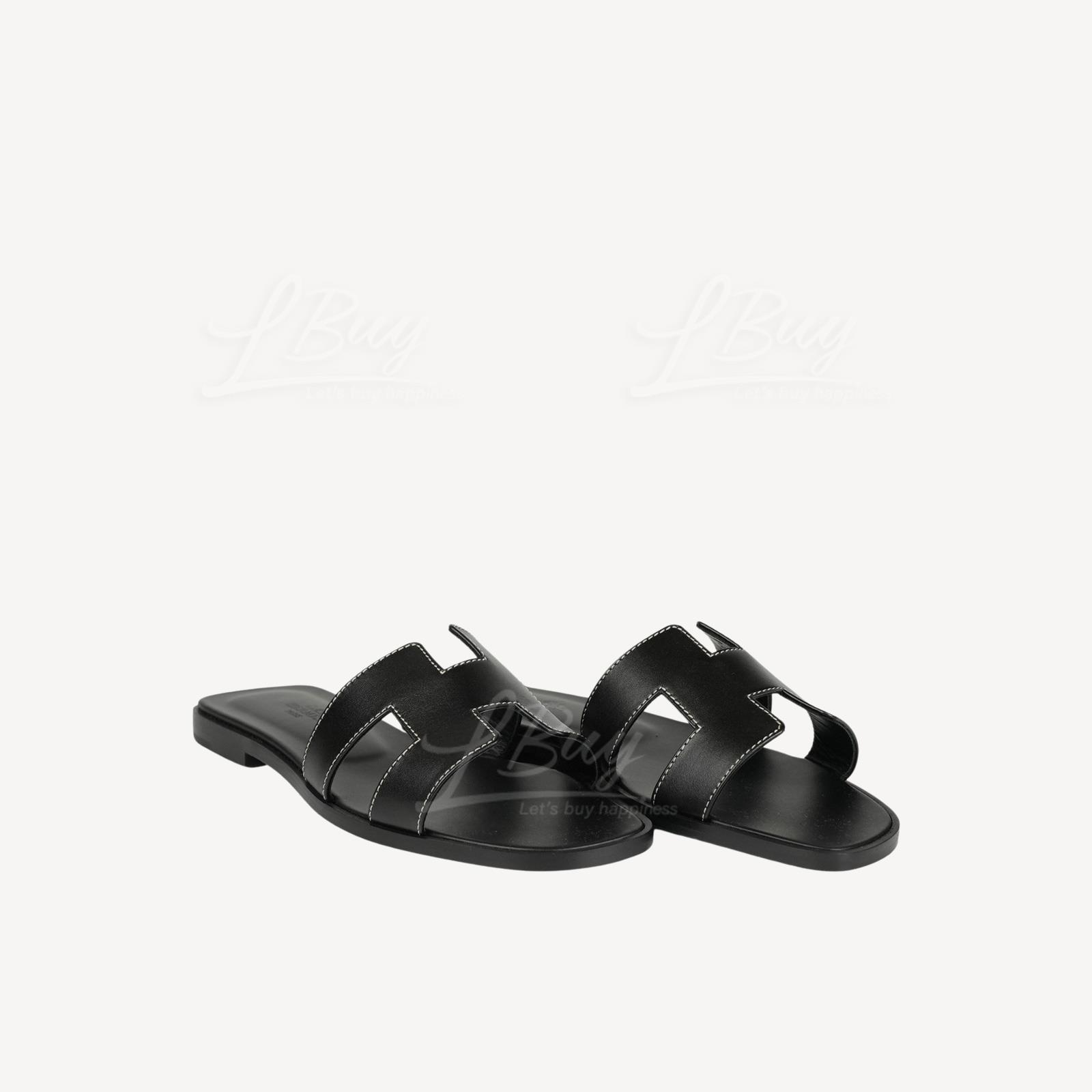 Hermes Oran Sandal Noir 凉鞋 黑色