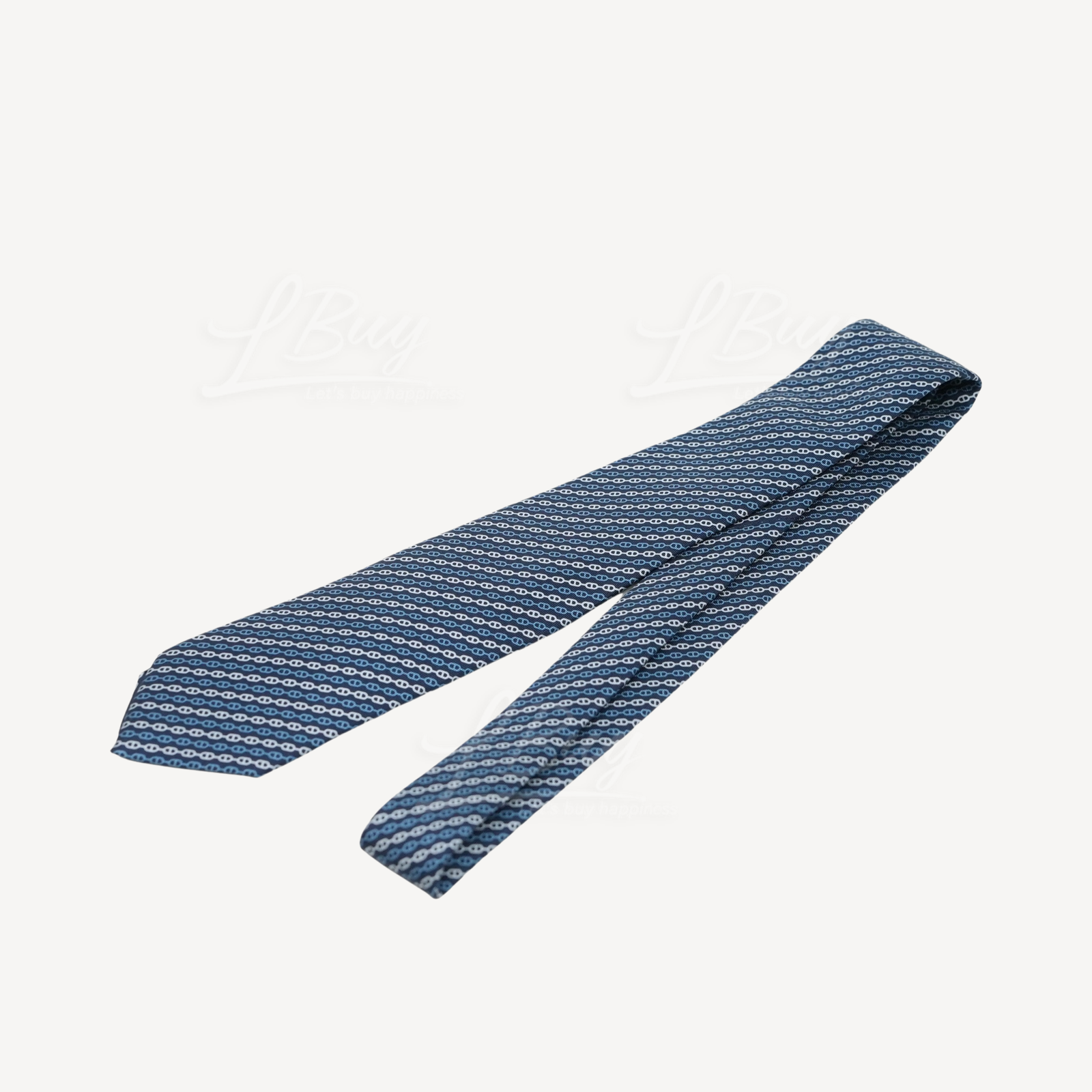 Hermes Tie 7 Levez l'Ancre Tie 海军蓝色 天蓝色
