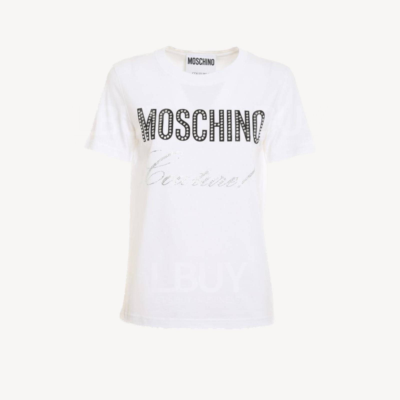 Moschino Sparkling Logo Letter White Tee