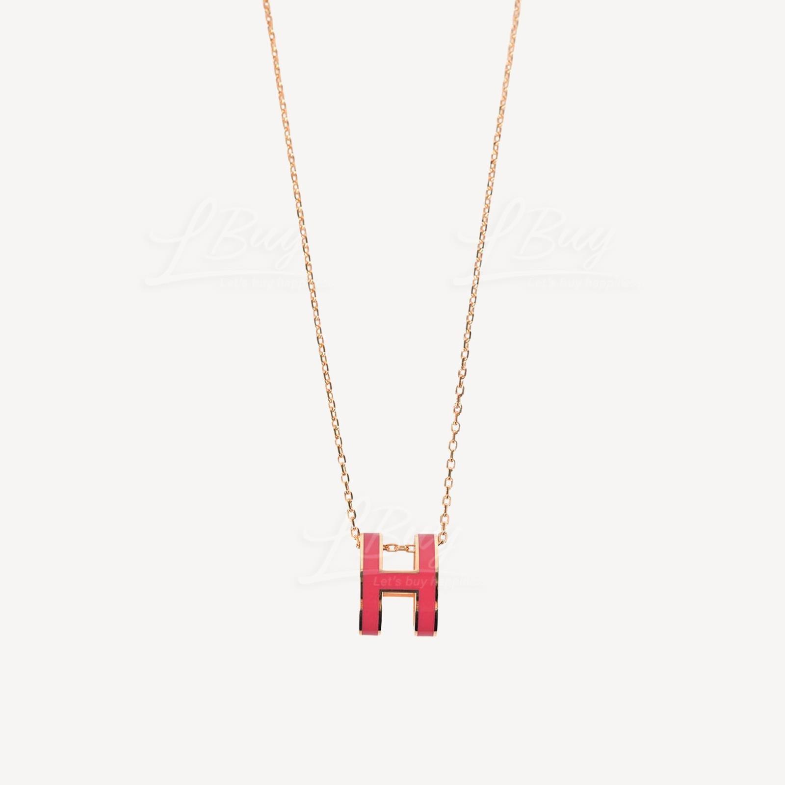 Hermes Pop H Necklace 项链 S7 亮粉色配玫瑰镀金