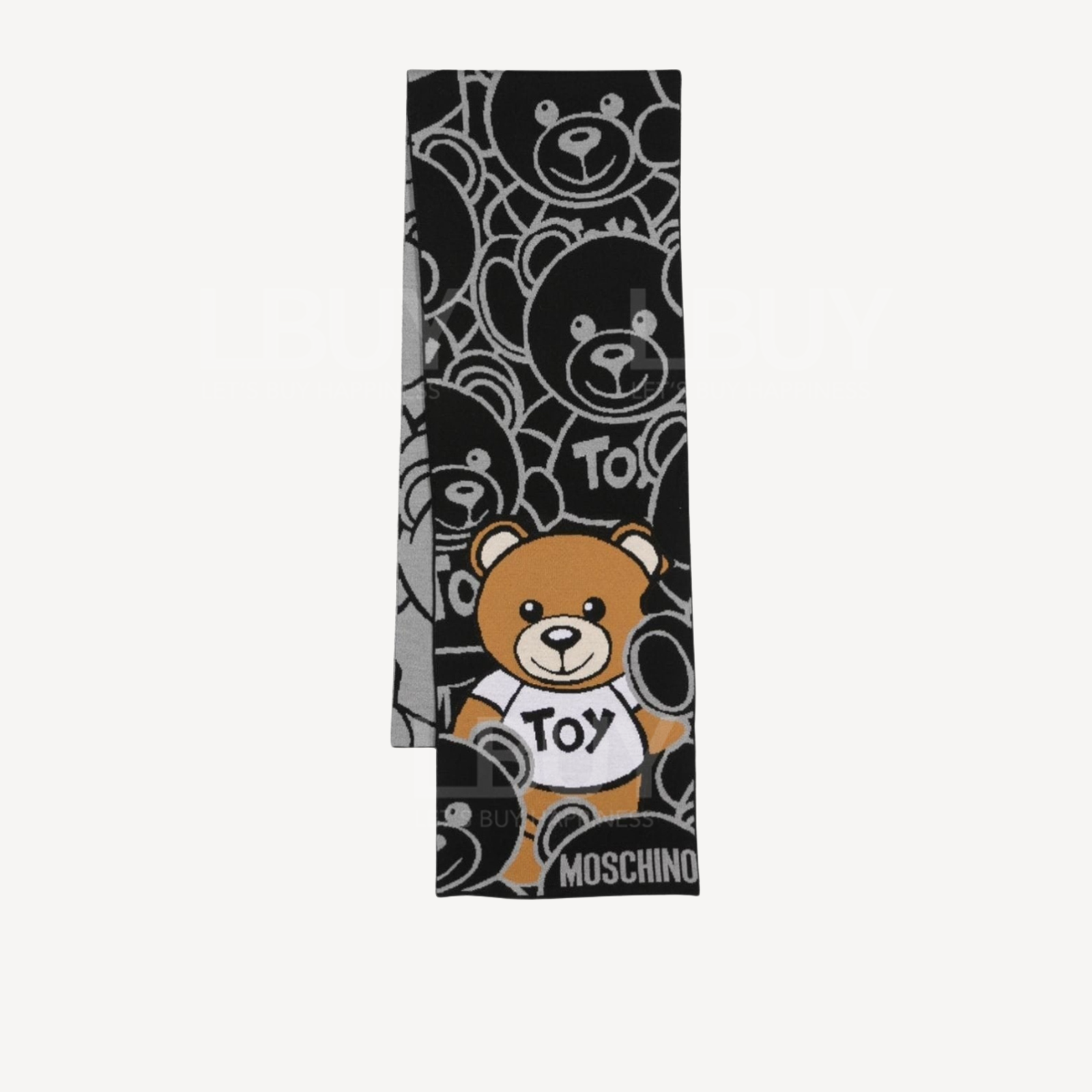 Moschino 黑併灰 大熊仔圍巾