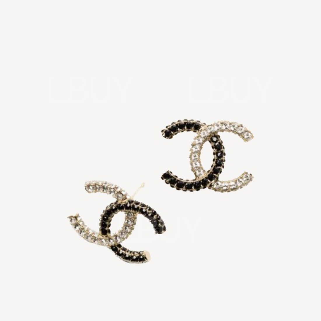 Chanel 黑拼银色耳环