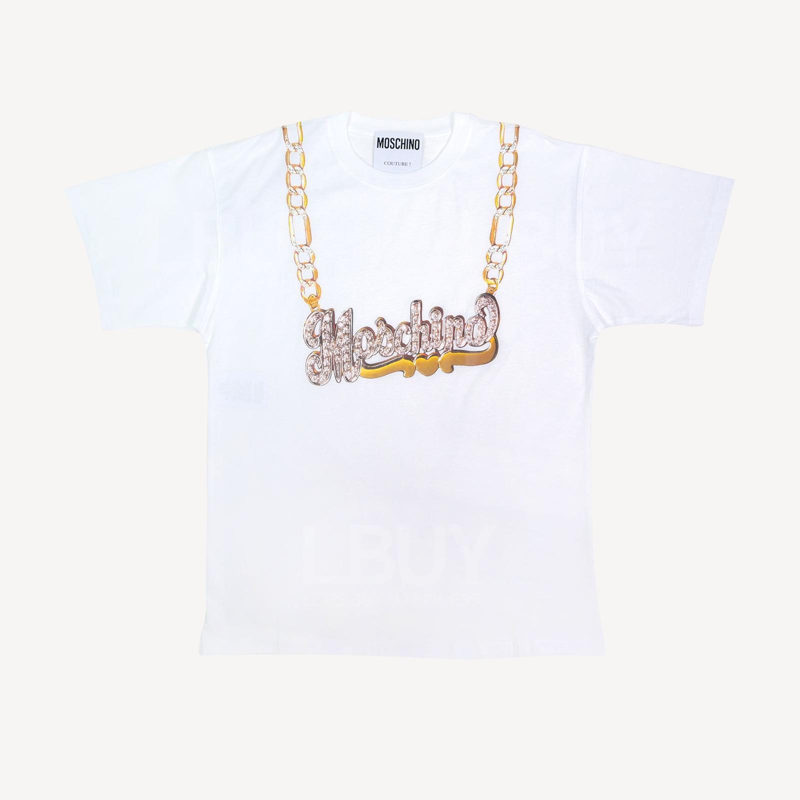 Moschino Couture 金色項鏈Logo 短袖T恤
