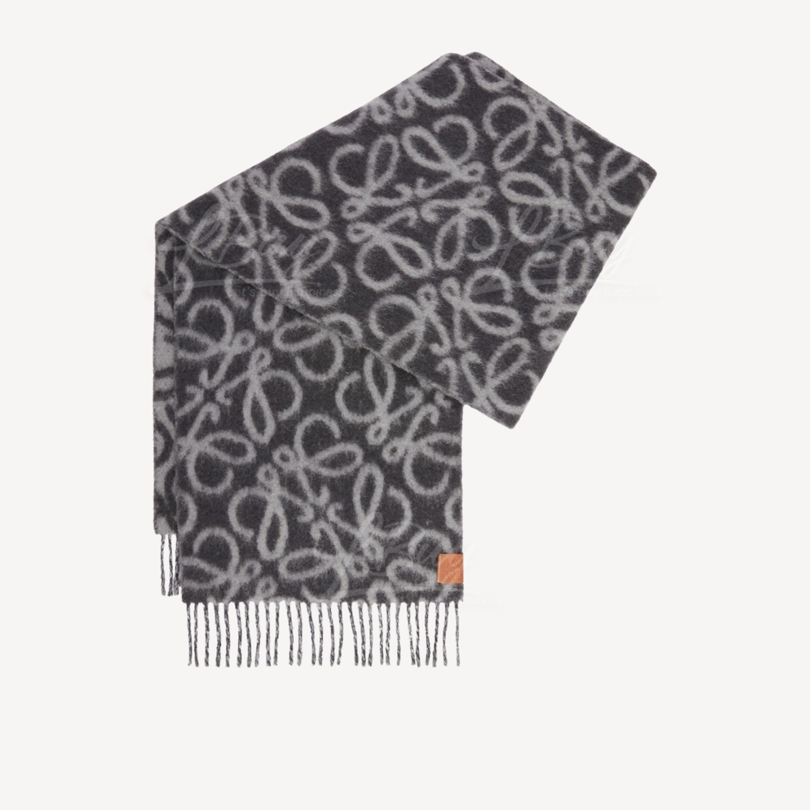 Loewe Anagram Scarf In Alpaca and Wool Black Grey