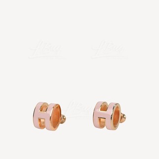 Hermes Pop H Earrings Rose Dragee with Rose Gold Plated Hardware