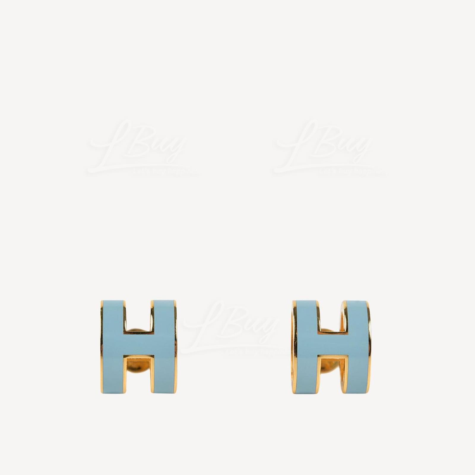 Hermes Pop H Earrings 耳环 蓝配金色