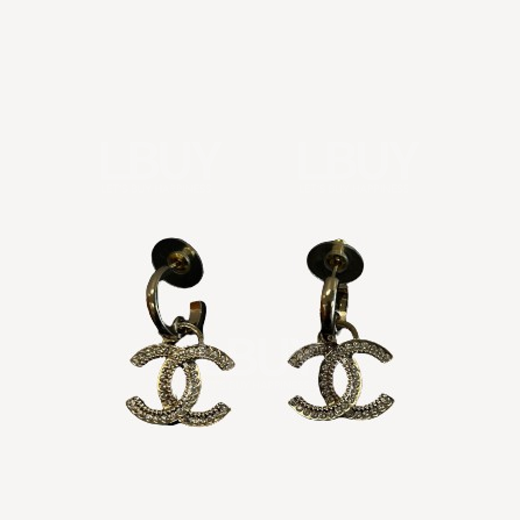 Chanel Classic Pendant Pale Gold Earrings