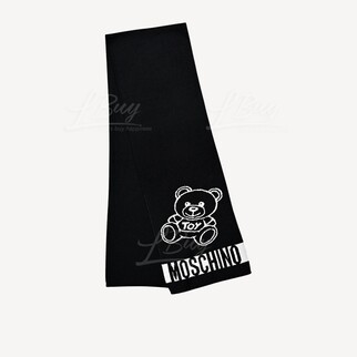 Moschino Big Teddy Bear Black Scarf