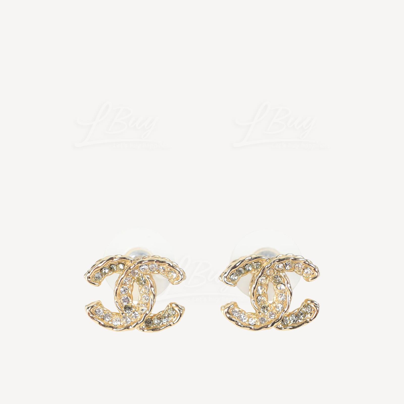 Chanel Gold Small CC Logo Earrings