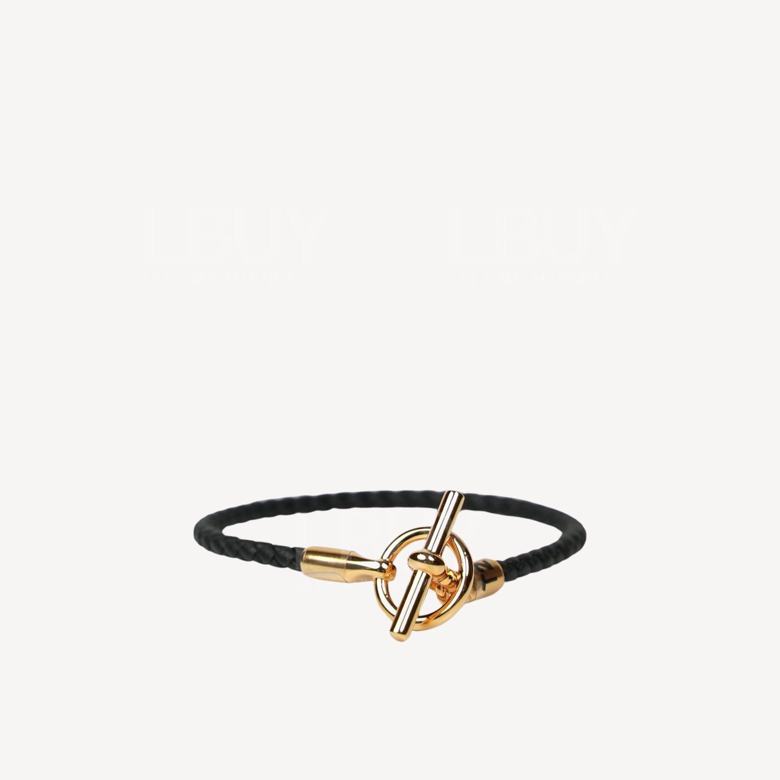 Hermes Glenan Bracelet Noir with Gold Hardware