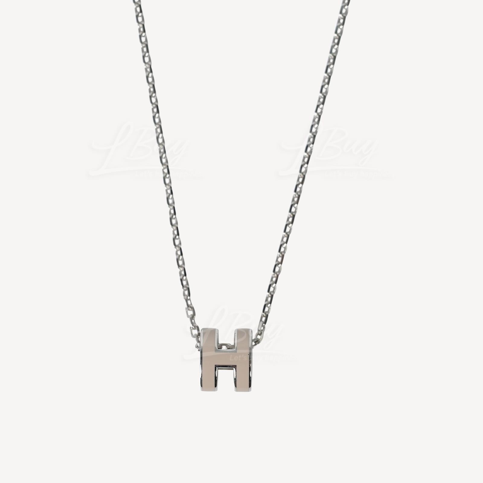 Hermes Mini Pop H Necklace Marron Glace with phw