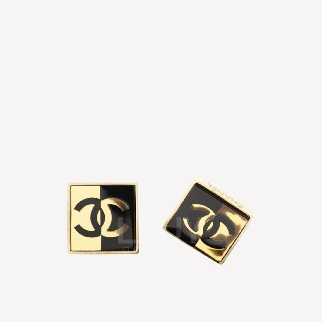 Chanel ABD610方形黑金耳环