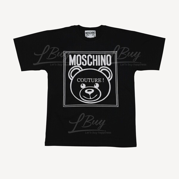 Moschino Couture Embroidered Teddy Bear Logo Short Sleeve T Shirt Black