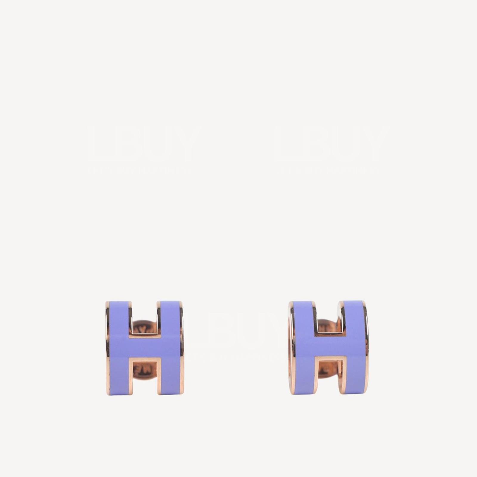 Hermes Mini Pop H Earrings 耳環  Lilas 丁香紫配玫瑰金色