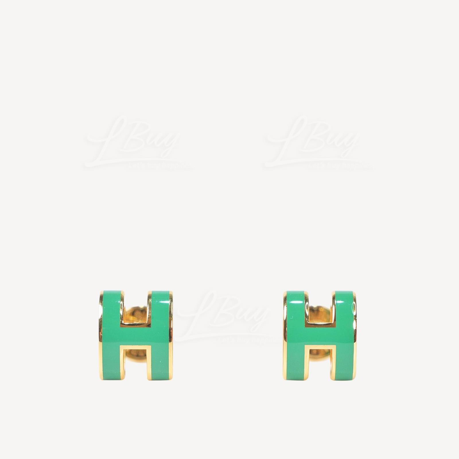 Hermes Mini Pop H Earrings 耳环 孔雀绿配金色