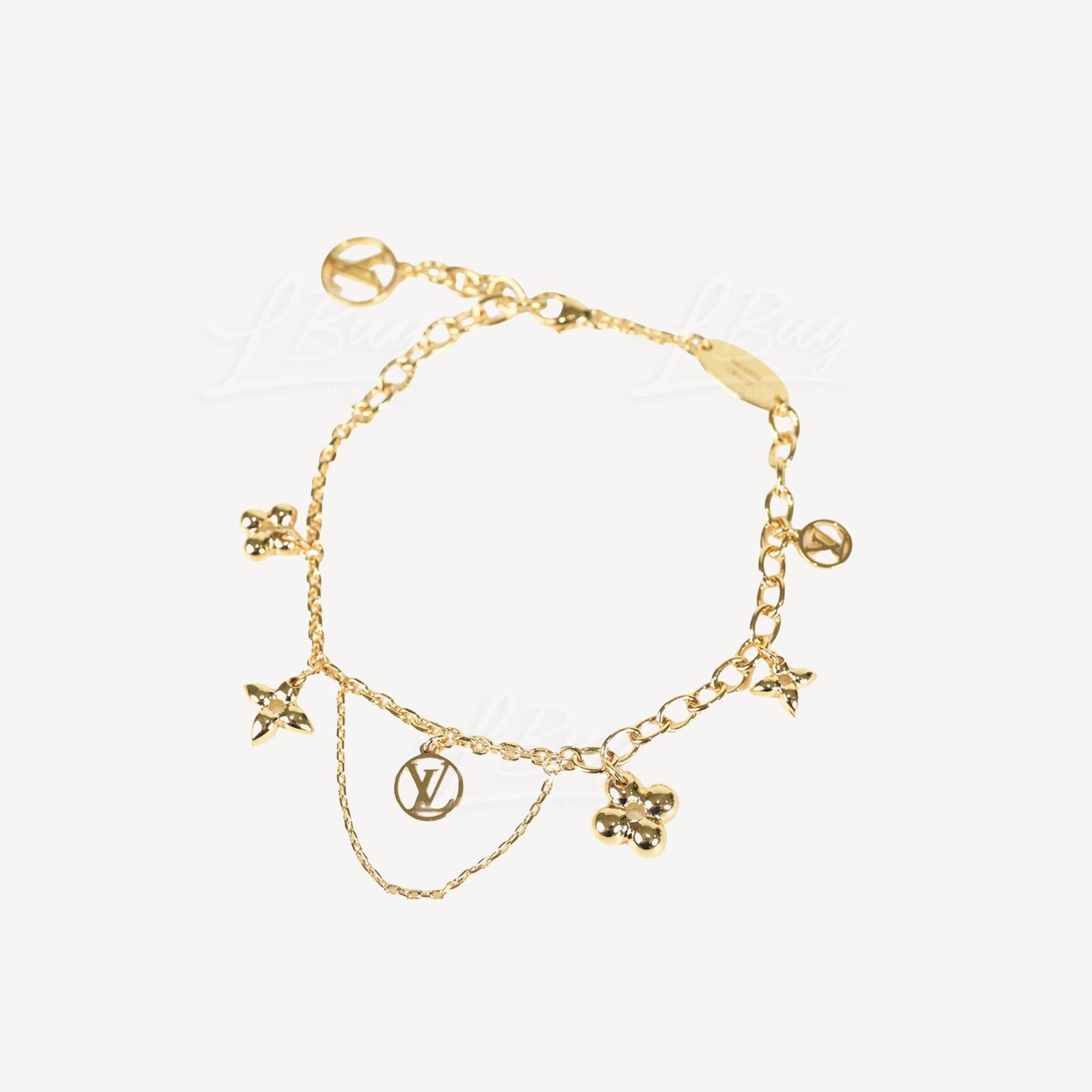 LV Blooming Supple  LV Logo Monogram花卉图桉吊饰 金色手链 M64858
