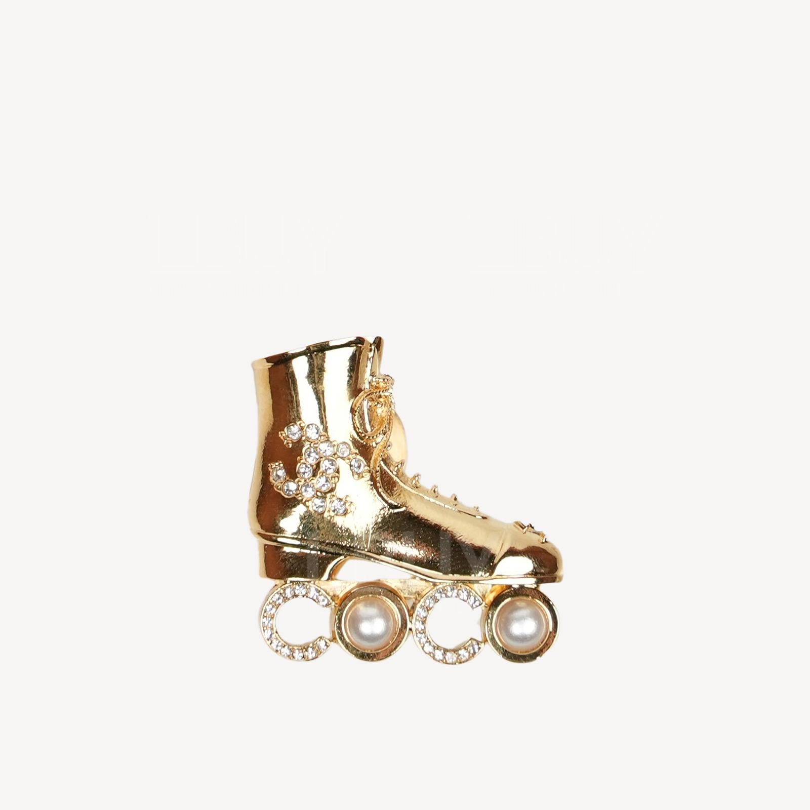 Chanel Gold Roller Skate Brooch ABC647