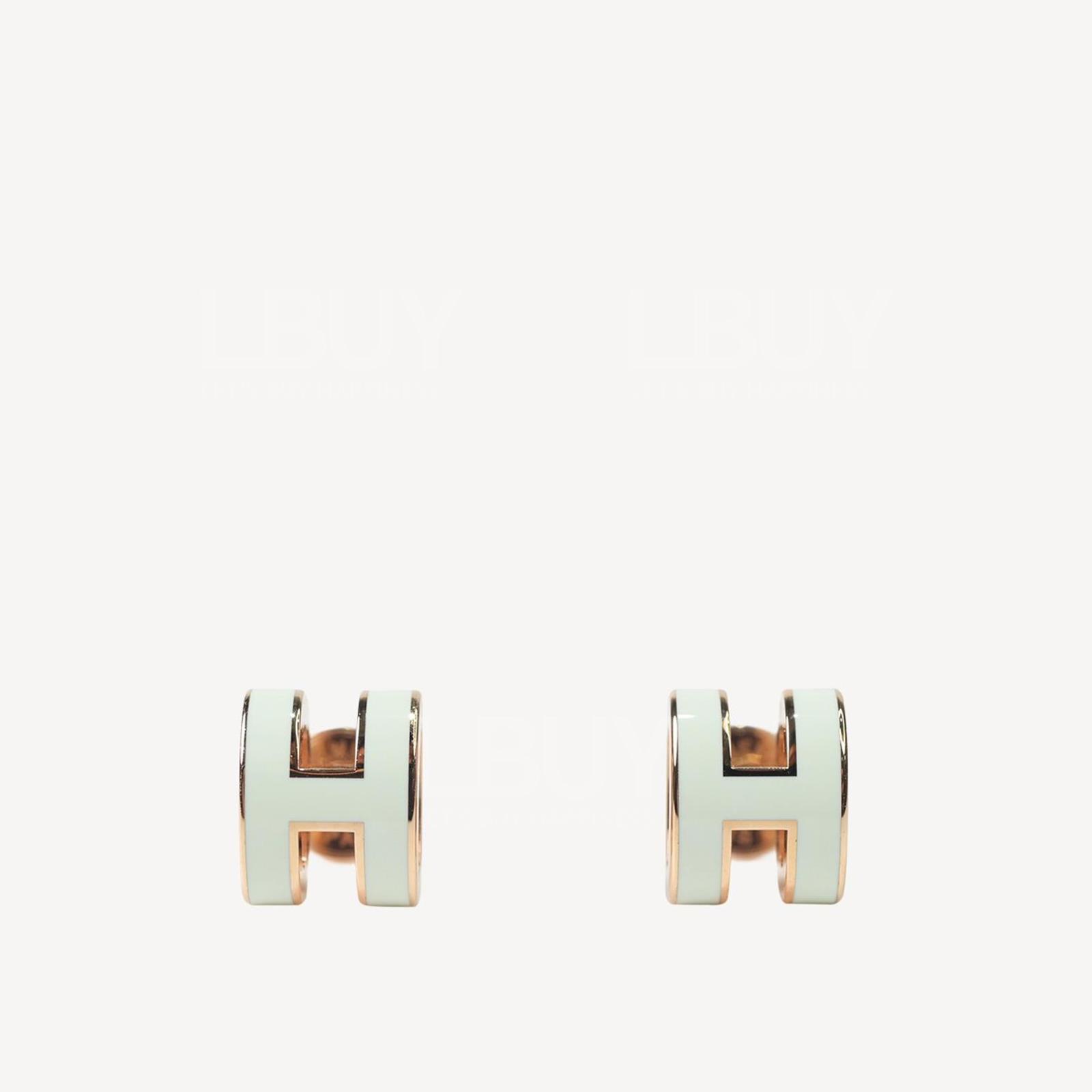 Hermes Mini Pop H Earrings 气泡绿配玫瑰金色